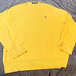 Ralph Lauren Men's Bright Yellow Crewneck Sweater
